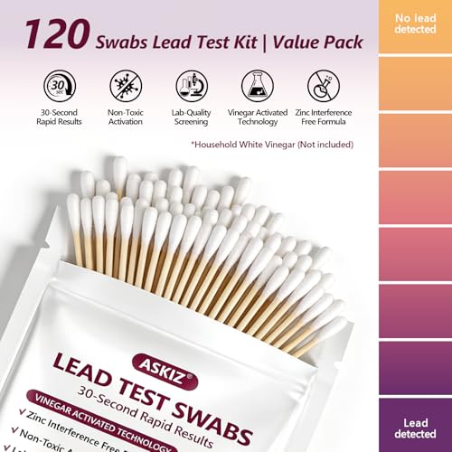 120 Swabs Lead Test Kit,Quick Results in 30s Lead Detector,Enhanced Lead Testing Formulation at Home Lead Paint Test Kit Testing for Paint,Crockery,Toys,Jewellery,Metals, Ceramics,Woodwork - size: 120 Swab