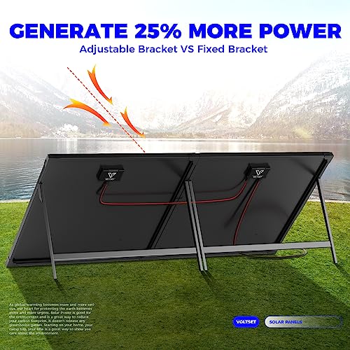 Voltset 12V 100W Portable Foldable Solar Panel Kit with 10A Controller | IP65 Waterproof, ETFE Lightweight Design, H-Bracket, For for 12V Batteries, Power Stations, RV, Camping, Trailer - size: 100W Portable