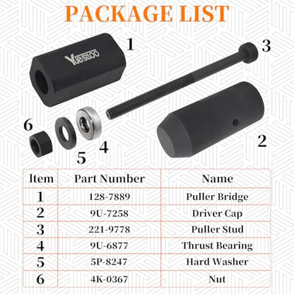 9U-6891 Injector Sleeve Cup Remover & Installer Tool Kit | Compatible with CAT Caterpillar C10 C12 C15 C16 C-18 3406E Engines, 6 PCS Fuel Injector Sleeve Removal Installation Tools - size: 6pcs
