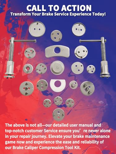 Brake Caliper Compression Tool 24-Piece Heavy Duty Disc Brake Piston Caliper Compressor Rewind Tool