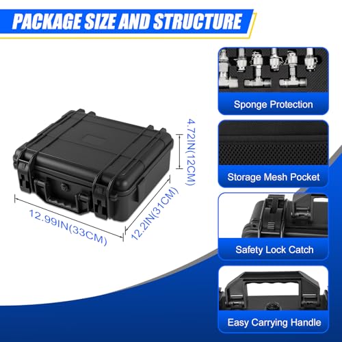 Hydraulic Pressure Test Kit with Storage Case | 5 Gauges 10-600 Bar/150-10000 PSI, 13 Couplings, 14 Connectors, 5 Hoses, Hydraulic Test Kit for Excavator & Construction