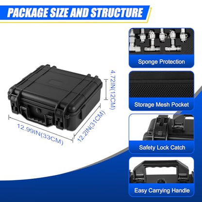 Hydraulic Pressure Test Kit with Storage Case | 5 Gauges 10-600 Bar/150-10000 PSI, 13 Couplings, 14 Connectors, 5 Hoses, Hydraulic Test Kit for Excavator & Construction
