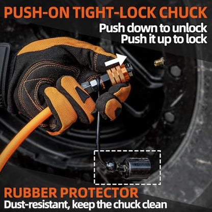 ALL-TOP 4 Tire Inflation & Deflation System, Up to 200" Wheelbase, Rapid High-Flow Air Up Down Kit w/Digital Pressure Gauge & Worry-Free Quick Fitting Package