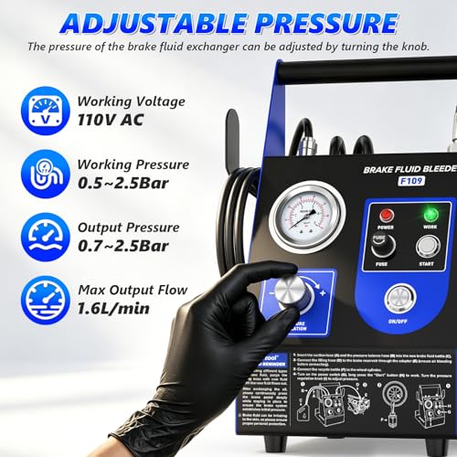 BELEY Automatic Brake Bleeder Kit for Toyota Honda & Universal Adapter | 110V Electric Power Brake Bleeder with 4 Master Cylinder Adapters, Airless Brake and Clutch Pressure Bleeding System