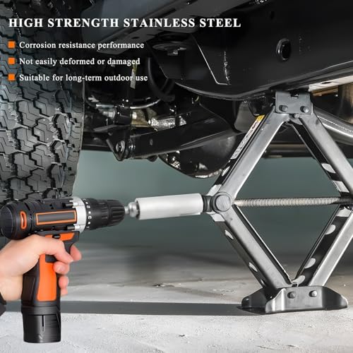 KVAEY Scissor Jack Slotted Drill Adapter, Stainless Steel Leveling Scissor Jacks T-Slot Drill Attachment, Slotted Drills Kit with 2 Adapter Bits for Pop-up Camper C-Jack Stabilizing Jack