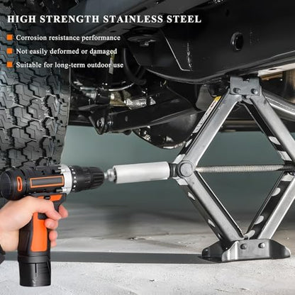 KVAEY Scissor Jack Slotted Drill Adapter, Stainless Steel Leveling Scissor Jacks T-Slot Drill Attachment, Slotted Drills Kit with 2 Adapter Bits for Pop-up Camper C-Jack Stabilizing Jack