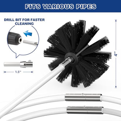 PetOde 42-Feet Dryer Vent Cleaner Kit, Lint Remover，Upgraded Flexible Quick-Snap Brush with Drill Attachment,Extends Up to 42 FEET for Easy Cleaning，Cleaning Tools Use with/Without a Power Drill（New） - size: 41 feet