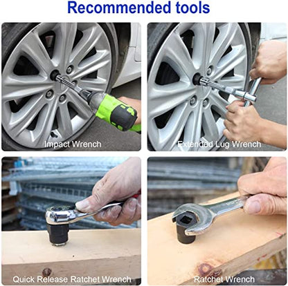 10 Pcs Impact Bolt & Nut Remover Set, Bolt Screw Extractor Set, Nut Remover Tool with Aluminium Storage Case for Removing Damaged Frozen Rusted Rounded-Off Bolts Nuts - color: Long Socket