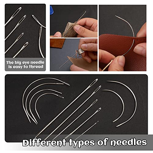 BUTUZE Upholstery Repair Kit, Leather Sewing Kit, Sewing Thread, Waxed Thread, Heavy Duty Hand Sewing Needles, Sewing Awl, Heavy Duty Sewing Kit for Car Carpet Sofa Shoe - size: 37 Pcs