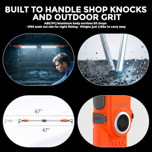 2300 Lumen Underhood Work Light Rechargeable - Foldable LED Mechanic Light Bar with 3 Brightness Levels, 6000mAh Battery Power Bank, IP65 Waterproof, Telescoping Hooks for Car Repair Garage