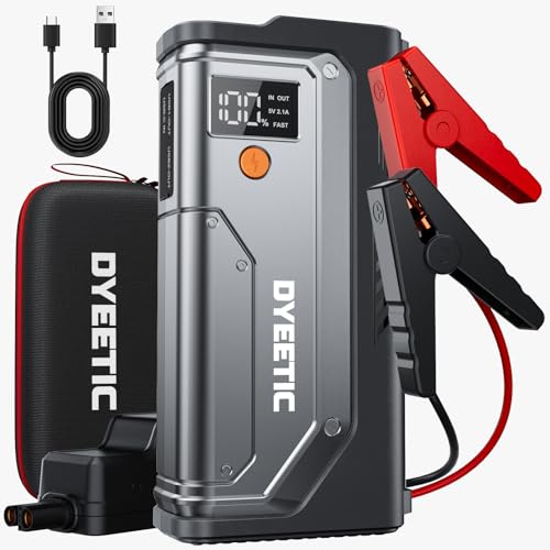 Car Jump Starter 5000A, Jump Starter Portable Battery Pack for 10.0L Gas and 8.0L Diesel Engines, 12V Lithium Jumper Box, Car Starter Booster with Power Bank, LED Light, Jumper Cable