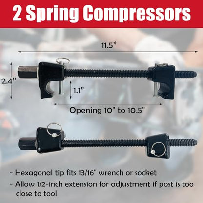 Strut Spring Compressor, 11-1/2" Macpherson Strut Spring Compressor Tool Set, 1/2" Drive, 13/16" Socket to Compress the Coil Spring Tool- 2 Pack