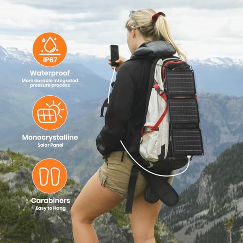 [Upgraded] FlexSolar 15W Small Solar Panel Charger 5V USB Output ETFE Lightweight Foldable Portable Powerfilm Energy IP67 Waterproof Emergency Camping Hiking Backpacking for Cell Phones Fans - size: 15W