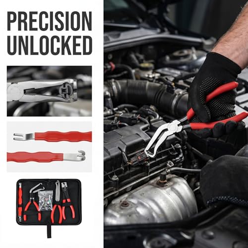 Automotive Electrical Disconnect Pliers Set - Hose Clamp & Connector Removal Tool Kit for Mechanics, Includes Straight & 60 Degree Pliers, Terminal Separator with Storage Bag