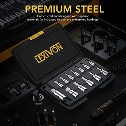 LEXIVON HEX Bit Socket Set, Premium S2 Alloy Steel | 13-Piece SAE 5/64" - 9/16" Set | Enhanced Storage Case (LX-142) - style: HEX set (Imperial)