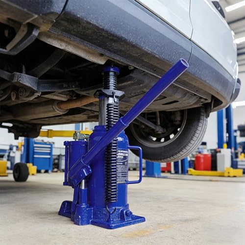 20 Ton Air Hydraulic Bottle Jack with Air-Powered or Manual Operation, One-Piece Hydraulic Cylinder Design, Air Bottle Jack with Carry Handle for Pickup Trucks, Commercial Vehicles, and Farm Equipment - color: Blue