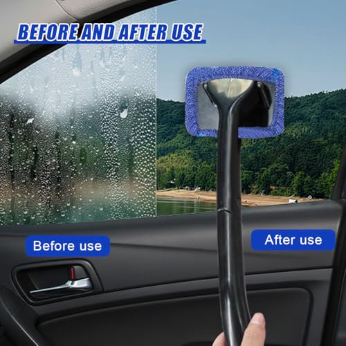 7PCS Car Care Microfiber Cloths, Windshield Cleaner Microfiber Pad Replacement, Interior Auto Window Cleaner Washing Bonnets, Reusable Glass Washing Pads Cover Kit Fit for 5" Plate (Blue)