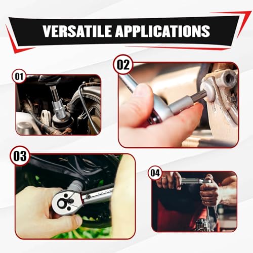 YIYITOOLS 27Pcs 1/4 Inch Drive Click Torque Wrench Set, Bike Maintenance Kit with Bit Sockets, Adapter, Universal Joint & Extension Bar, 2.3-27.1NM (20-240IN.LB) ±3% Precision