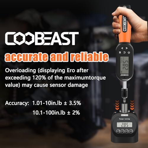 coobeast 38pcs Torque Screwdriver 1.01-106.2 in-lbs/0.11-12 Nm, 1/4 inch Drive Electronic Digital Torque Wrench Set Vibration with Buzzer/LED Notification for Gunsmithing, Scope Mounting