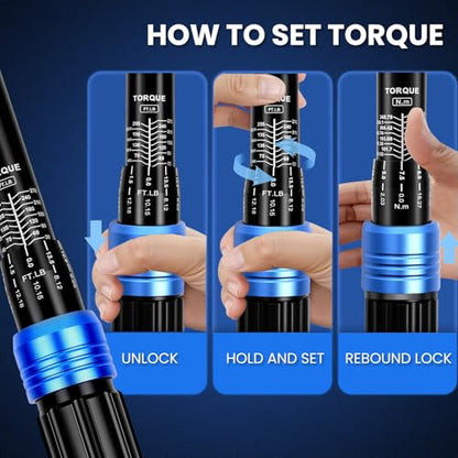 1/2 Inch Drive Click Torque Wrench, 30-270 Ft-Lbs & 40-366 N.m, ±3% Accuracy, 72-Tooth Ratchet, CR-MO Steel for Truck, SUV, Trailer, Automotive - with Storage Case - size: 1/2 Inch