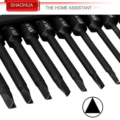 10PCS Triangle Screwdriver Set, 2.5Inch Long Triangle Screwdriver, Magnetic Screwdriver Bit Set, S2 Steel Screwdriver Drill Bit Set,1/4 Hex-Shank Drill Bit Set, Sizes TA12/14/16/18/20/23/25/27 (x2)/30 - style: A. Triangle Screwdriver Bits