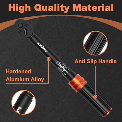 Kerry 1/4 Inch Drive Click Torque Wrench, 20-240 IN.LB/2.3-27.1 Nm, ±3% High Accuracy, Dual Range Scales, Clearly Graduated, Eeasy Read, Hardened Alumium Alloy, 72 Tooth Click Torque Wrench for Bike - size: 1pcs 1.67-20 FT.LB, style: 1/4"