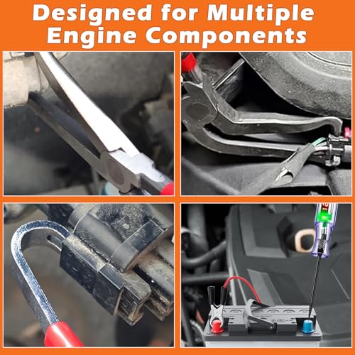 Auto fastener clip removal pliers – Automotive Electrical Tools & Clip removal tool Kit with Hose Clamp Pliers, Wire Terminal Separator, and Car Plug Connector - color: B-red 4pcs
