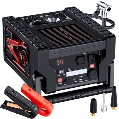Jump Starter with Air Compressor, ZunDian 2000A Battery Booster for Cars, Trucks & SUVs, Up to 10.0L Gas & 8.0L Diesel, 260PSI Tire Inflator, Emergency Power Pack with AC/DC/USB