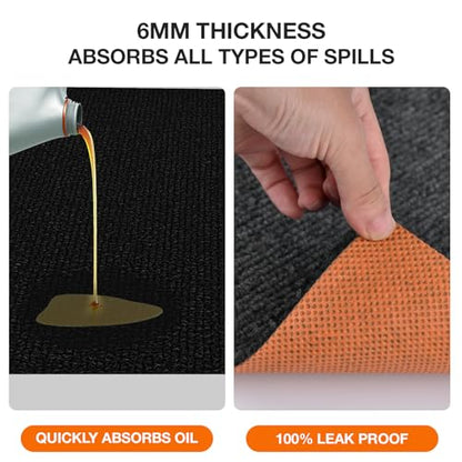 Heavy Duty Oil Resistant Garage Car Bottom Mat, Reusable Floor Protector, 1/4 Inch Thick Waterproof Rubber Backing, Oil Absorbent (Dark Gray) (60 * 72) - size: 60 inches x 72 inches