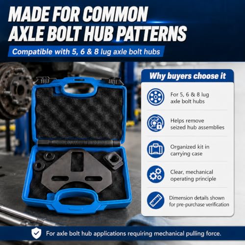 40100 Wheel Hub Removal Tool & Bearing Puller, Universal Wheel Hub Remover Compatible with All 5, 6 and 8 Lug Axle Bolt Hubs, Professional Automotive Stubborn Frozen Hub Extractor Tool