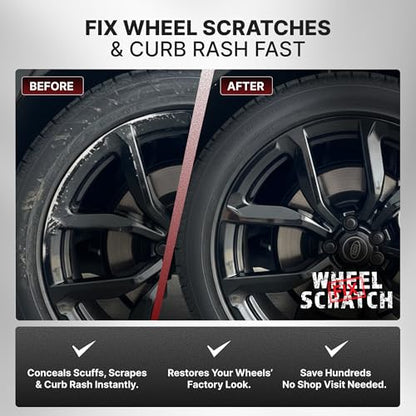 Wheel Scratch Fix® Matte Black Magic Car Scratch Remover Pen - Alloy Wheel Touch Up Paint Pen for Cars, Curb Rash Removal with Fast-Drying & Long-Lasting OEM Finish, Vehicles Rim Repair Paint for Chip (Matte Black (Pen Only)) - color: Black - Satin/Matte