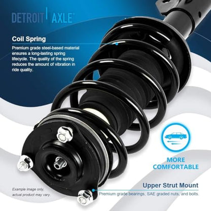 Detroit Axle - Front Loaded knuckle Kit for 2006 2007 2008 2009 2010 2011 Honda Civic, 2 Steering Knuckles & Wheel Hub Bearings Assembly 2 Struts Coil Spring Replacement Suspension - size: 4QU47720-V1/ Big strut kit