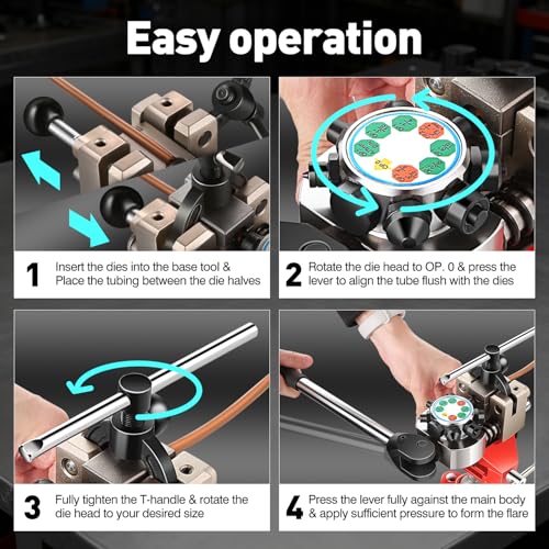 DNA Motoring Professional Brake Line Flaring Tool Kit, 45 Degree Single, Double & Bubble Flares for 3/16", 1/4", 5/16", 3/8" Metal Steel Copper Tubing for Brake Repair Tubing Flaring, TOOLS-00820
