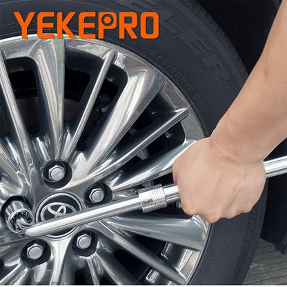 Extendable Lug Wrench with Flip Sockets, 4-in-1 Tire Tool Set | 6 Position Adjustable 15.2" to 20.7", Includes 17/19mm & 21/22mm CR-V Sockets for Most Cars & SUVs - size: 20.7in(17/19mm,21/22mm)