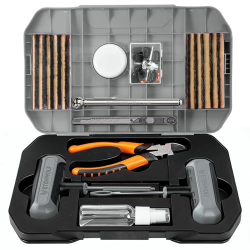 ETENWOLF Tire Repair Kit 42 Pcs, Heavy Duty Tire Plug Kit to Fix Punctures | Tire Repair Tool with Plugs for Car, Motorcycle, ATV, Jeep, Truck, Tractor, Gifts for Him Her Men Women, Grey - color: Grey