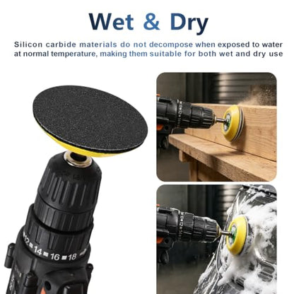 100 PCS 80 Grit 3 Inch Hook and Loop Sanding Discs | Coarse Grinding, Wet Dry, Silicon Carbide, Round Sandpaper, for Wood Metal or Auto, for Drill Polishing Kit - style: 80 Grit