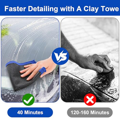 Okllen 4 Pcs Clay Towel Auto Detailing for Cars, Premium Microfiber Clay Bar Towel 12 x 12 Inch (30.5x30.5cm), Blue