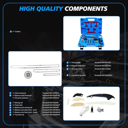 2.0 Engine Timing Chain Tool Kit Replacement for 2008-2015 Tiguan/Jetta/A4/A4 Quattro/Q5/A6/A6 Quattro/A3/A5/A3 Quattro/A5 Quattro/CC/Eos 2.0L TFSI TSI Engine # 06H109467N 06H109469AD 06H109469T EA888 - color: FOR 2008-2013 A3 2.0L