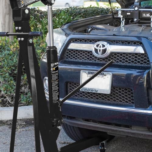 Torin 8 Ton Hydraulic Long Ram Jack with Single Piston Pump and Clevis Base (Fits: Garage/Shop Cranes, Engine Hoists, and More) w/Handle, Black, AT30806B