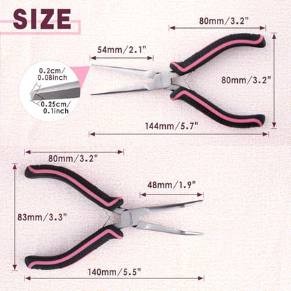 2PCS Mini Needle Nose Pliers Set Smooth Jaws Small Long Nose Pliers and Bent Nose Pliers Jewelry Plier for Jewelry Making, Extra Long Needle Nose Plier for Wire Wrapping Object Gripping - style: Straight & Bent Needle Nose Plier Smooth Jaws