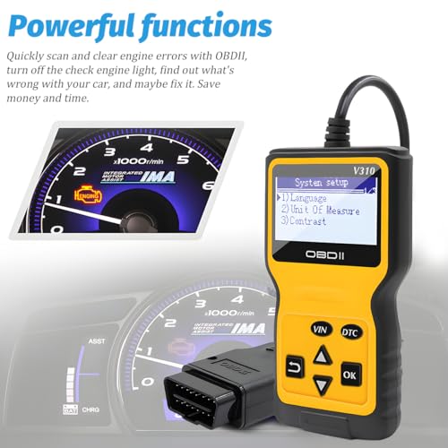 OBD2 Car Scanner Diagnostic Tool, Vehicle Engine Fault Code Reader CAN Diagnostic Scan Tool, Check Automotive Engine Light Emission Monitor Status, Universal for SUV RV Truck