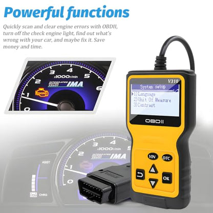 OBD2 Car Scanner Diagnostic Tool, Vehicle Engine Fault Code Reader CAN Diagnostic Scan Tool, Check Automotive Engine Light Emission Monitor Status, Universal for SUV RV Truck