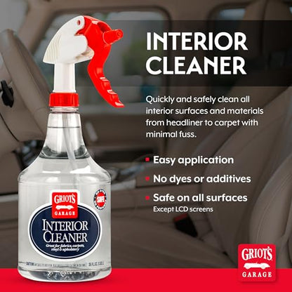 Griot's Garage Interior Cleaner Spray for Car Seats, Carpet, Upholstery Fabric, Floor Mat, Vinyl, Dashboard, Ideal for Truck, SUV, RV, Boat, and More, 11104, 35 Fl Oz - size: 35 Fl Oz (Pack of 1)