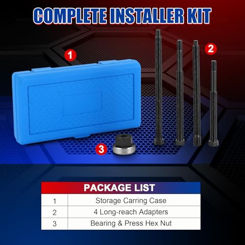 NYXOVA 5PCS Harmonic Balancer Installer Set, Long Reach Crank Pulley, Underdrive Pulley Damper Installation Tool Kit with 4 Adapters & Nut Bearing, Compatible with Ford GM Dodge V8/V6 Engines