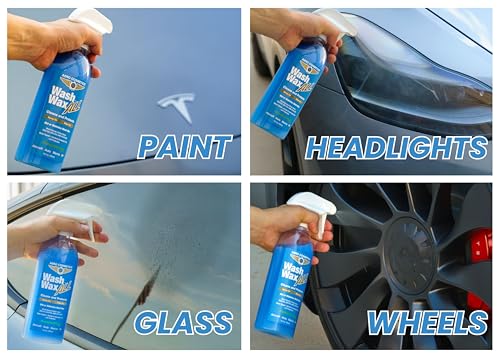 Aero Cosmetics Wash Wax ALL Spray Waterless Car Wash Wax Kit Quick Detailer | UV-Protective Shine, Water-Based 144 oz + 4 Towels - Safe on Ceramic Coatings - Car, RV, Boat, Aircraft - Quick Detailer