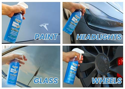 Aero Cosmetics Wash Wax ALL Spray Waterless Car Wash Wax Kit Quick Detailer | UV-Protective Shine, Water-Based 144 oz + 4 Towels - Safe on Ceramic Coatings - Car, RV, Boat, Aircraft - Quick Detailer