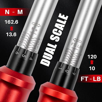 Adjustable Open End Torque Wrench 1/2" Drive-10-120 Ft-Lb for HVAC | 40MM 1/2 Inch Pound Torque Wrench(13.6-162.6Nm), Interchangeable Jaw&Ratchet Head for Car Moto Narrow Pipeline DIY - size: 1/2" 10-120FT.LB, style: Click