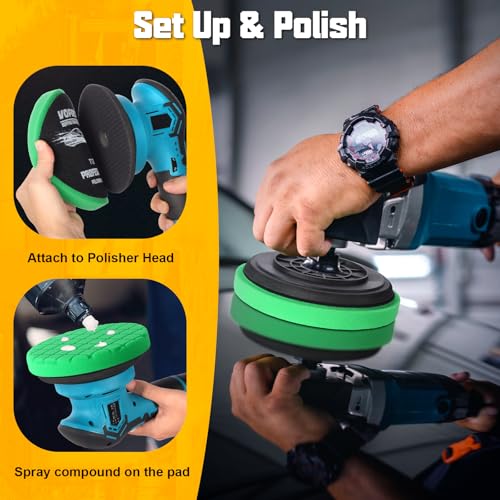 8 PCS 7.5 Inch Buffing Pads, Polishing Pad Kit for 7 Inch Backing Plate, Foam Sponge Pad and Wool Buffing Pad for Car Buffer Polisher, Cutting and Waxing - size: 7.5 - Inch
