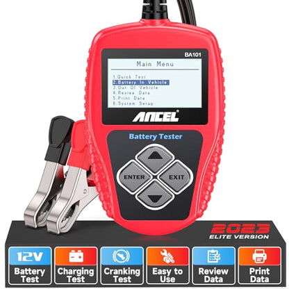ANCEL BA101 12V Car Battery Tester - Digital Automotive Batteries & Alternator Diagnostic Tool with Protective Large case