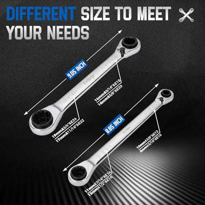 DISEN 39-in-1 Reversible Ratcheting Box Wrench Set Double Box End | E Torx E10-E24 & SAE 5/16"-3/4" & Metric 8-19mm With 4-in-1 Wrench CR-V Multifunctional Wrench Repair Tool Father's Gift